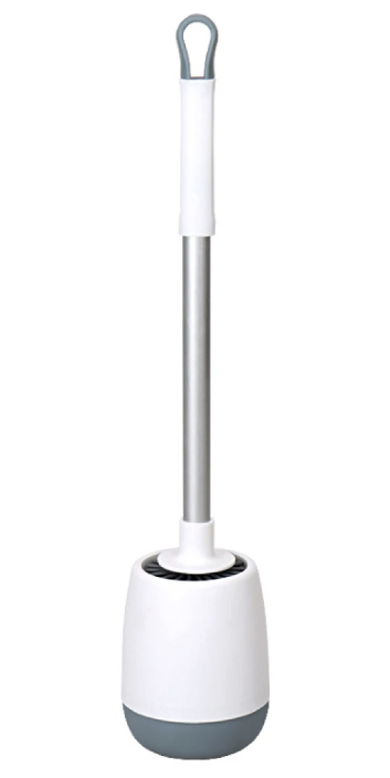 Perie de toaleta din silicon cu recipient pentru scurgerea apei ALB